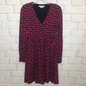 Boden Jersey Wrap Dress Petite Size 4P Party Pink Geometric Tile Pockets